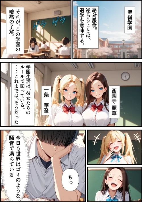 【エロ漫画】むちプリギャル舎/校則改変アプリ〜ゴミ扱いしてた俺の肉棒で女王たちがメス堕ち【モザイク版】(単話) 試し読みサンプル 2ページ目